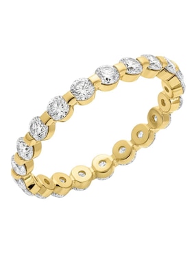 Anillo circular Joyería M De Leon 10 k de oro amarillo zafiro y diamante brillante