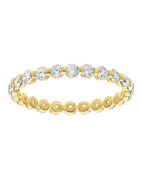 Anillo circular Joyería M De Leon 10 k de oro amarillo zafiro y diamante brillante