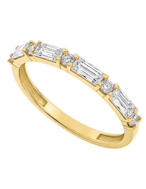 Anillo circular Joyería M De Leon 10 k de oro amarillo zirconia brillante