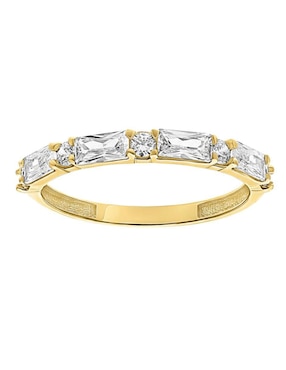 Anillo circular Joyería M De Leon 10 k de oro amarillo zirconia brillante