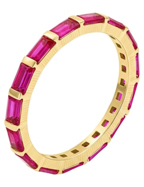 Anillo circular Joyería M De Leon 10 k de oro amarillo zirconia brillante