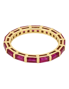 Anillo circular Joyería M De Leon 10 k de oro amarillo zirconia brillante