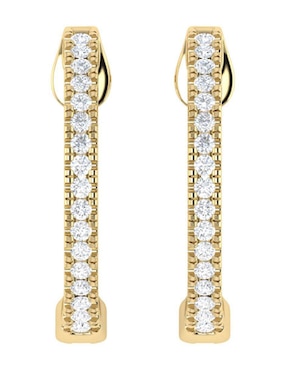 Arracadas circulares Joyerías Bizzarro de oro amarillo 14 K con acabado brillante diamante