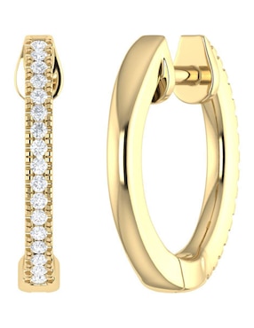 Arracadas circulares Joyerías Bizzarro de oro amarillo 14 K con acabado brillante diamante