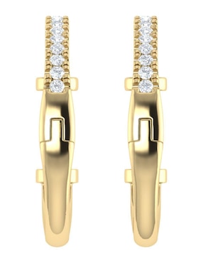 Arracadas circulares Joyerías Bizzarro de oro amarillo 14 K con acabado brillante diamante