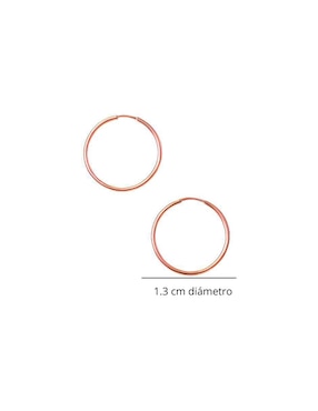 Arracadas circulares Mardia de oro rosa 10 K con acabado liso