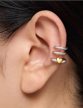 Ear cuff de corazón Tous Flechazo de plata P 925 con acabado baño de oro