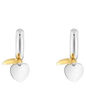 Aretes aros de corazón Tous Flechazo de plata P 925 con acabado baño de oro