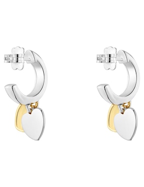 Aretes aros de corazón Tous Flechazo de plata P 925 con acabado baño de oro