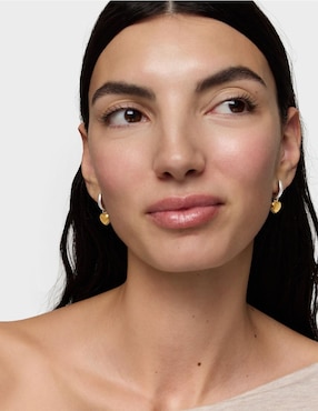 Aretes aros de corazón Tous Flechazo de plata P 925 con acabado baño de oro