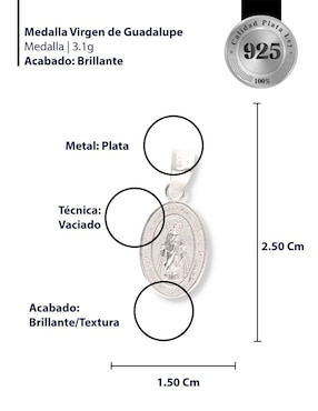 Dije ovalado Enjoya Virgen María de plata P 925