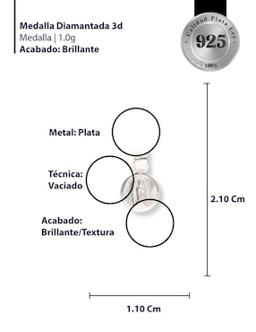 Dije redondo Enjoya Virgen de Guadalupe de plata P 925