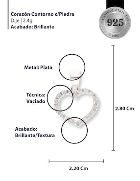 Dije de corazón Enjoya Love de plata P 925 circonita