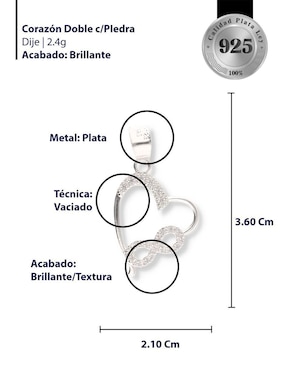 Dije de corazón Enjoya Love de plata P 925 circonita