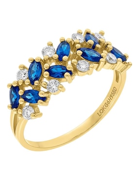 Anillo circular Joyería M De Leon 10 k de oro zirconia brillante