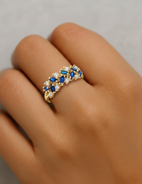 Anillo circular Joyería M De Leon 10 k de oro zirconia brillante
