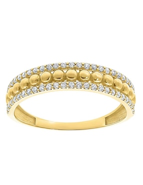 Anillo circular Joyería M De Leon 10 k de oro zirconia brillante
