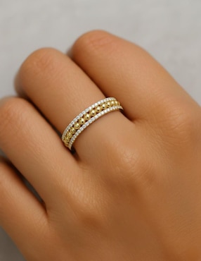 Anillo circular Joyería M De Leon 10 k de oro zirconia brillante