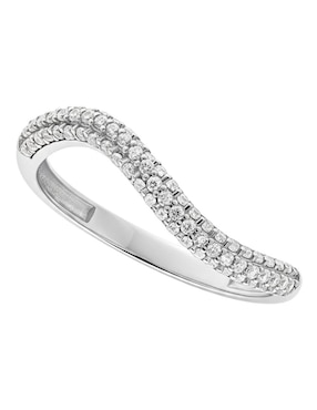 Anillo circular Joyería M De Leon 10 k de oro zirconia brillante