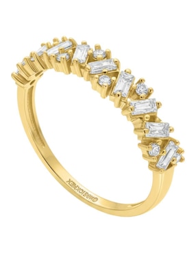 Anillo circular Joyería M De Leon 10 k de oro zirconia brillante