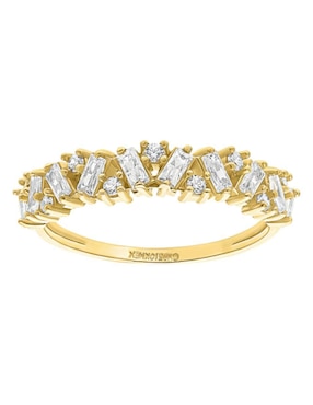 Anillo circular Joyería M De Leon 10 k de oro zirconia brillante