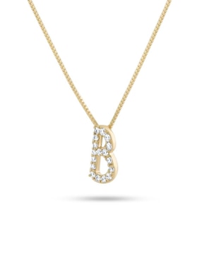 Collar con dije de letra B Joyerías Bizzarro de oro amarillo 14 K
