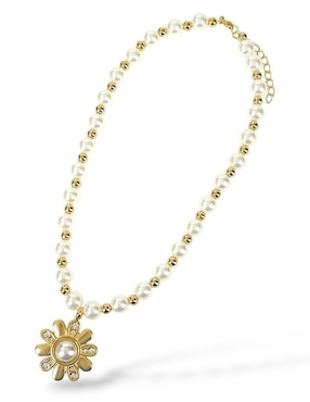 Collar, pulsera, anillo y aretes de flor Og perla de cristal