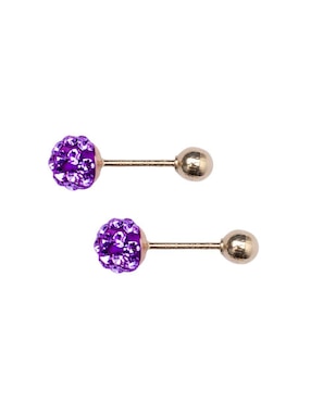 Broqueles de esfera Mardia de oro 10 K con acabado pavé zirconia