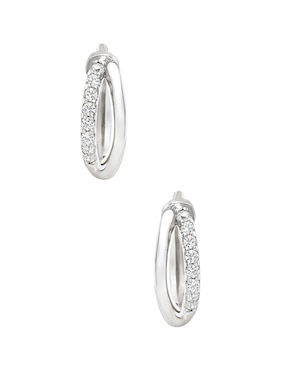 Arracadas Mjj Brilliant Inc de oro blanco14 K con acabado brillante diamante