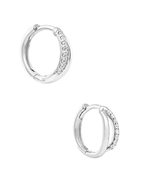 Arracadas Mjj Brilliant Inc de oro blanco14 K con acabado brillante diamante