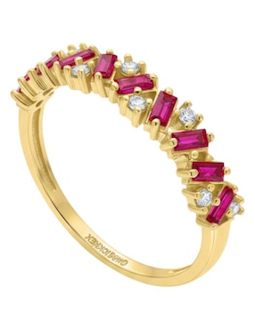 Anillo circular Joyería M De Leon 10 k de oro amarillo zirconia brillante