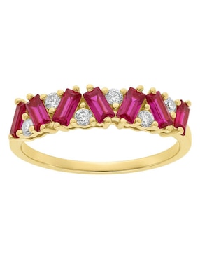 Anillo circular Joyería M De Leon 10 k de oro amarillo zirconia brillante