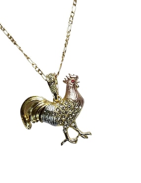 Collar con dije de gallo Limerence By Claudia Herrera de oro laminado 14 K