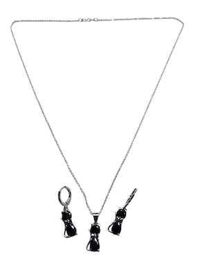 Aretes y collar de gato Limerence By Claudia Herrera de plata P 925 zirconia