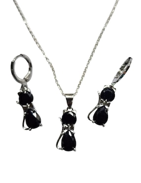 Aretes y collar de gato Limerence By Claudia Herrera de plata P 925 zirconia