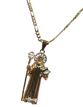 Collar con dije San Benito Limerence By Claudia Herrera de oro laminado 14 K