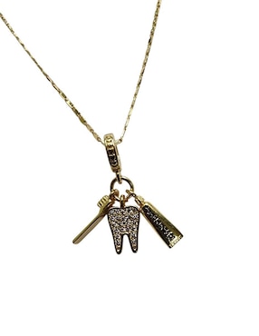 Collar con dije de muela Limerence By Claudia Herrera de oro laminado 14 K