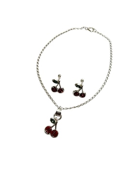 Aretes y pulsera Limerence by Claudia Herrera Cerezas de plata P 925 zirconia