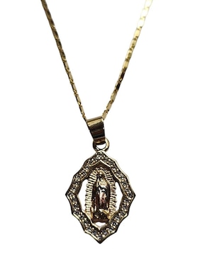 Collar con dije rombo Limerence by Claudia Herrera Virgen de Guadalupe de oro laminado 14 K