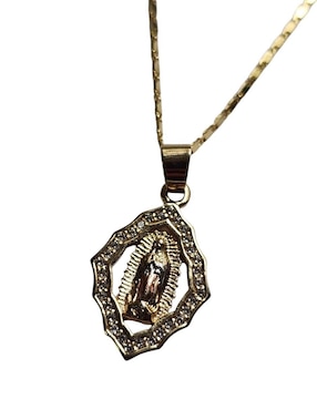 Collar con dije rombo Limerence by Claudia Herrera Virgen de Guadalupe de oro laminado 14 K