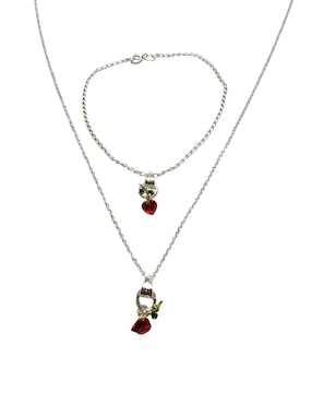 Collar y pulsera de corazón Limerence by Claudia Herrera Cerezas de plata  925 zirconia