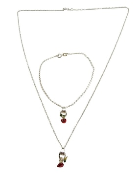 Collar y pulsera de corazón Limerence by Claudia Herrera Cerezas de plata 925 zirconia