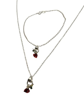 Collar y pulsera de corazón Limerence by Claudia Herrera Cerezas de plata 925 zirconia