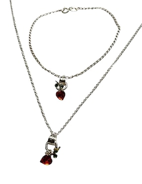 Collar y pulsera de corazón Limerence by Claudia Herrera Cerezas de plata 925 zirconia