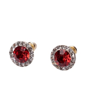 Broqueles Mardia de oro 14 K con acabado brillante zirconia
