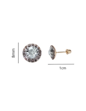 Broqueles Mardia de oro 14 K con acabado brillante zirconia