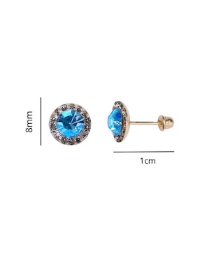 Broqueles Mardia de oro 14 K con acabado brillante zirconia