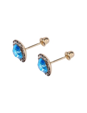 Broqueles Mardia de oro 14 K con acabado brillante zirconia