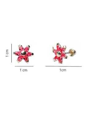 Broqueles de Flor Mardia de oro 10 K con acabado pavé zirconia