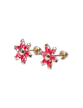 Broqueles de Flor Mardia de oro 10 K con acabado pavé zirconia